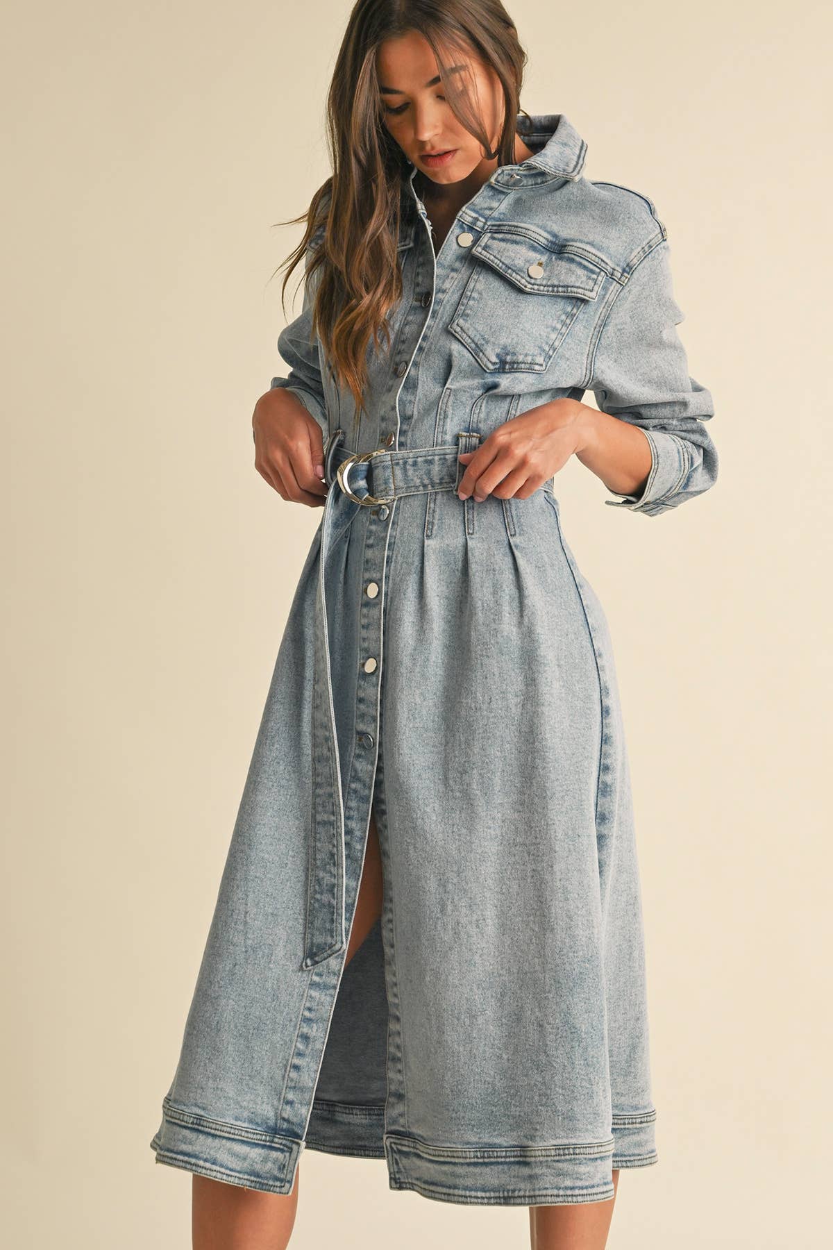 Long Sleeve Denim Shirt Dress
