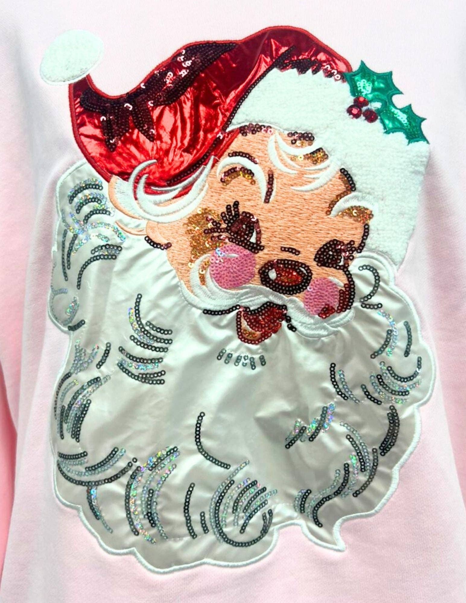 Sequin-Embellished Vintage Santa Sweatshirt