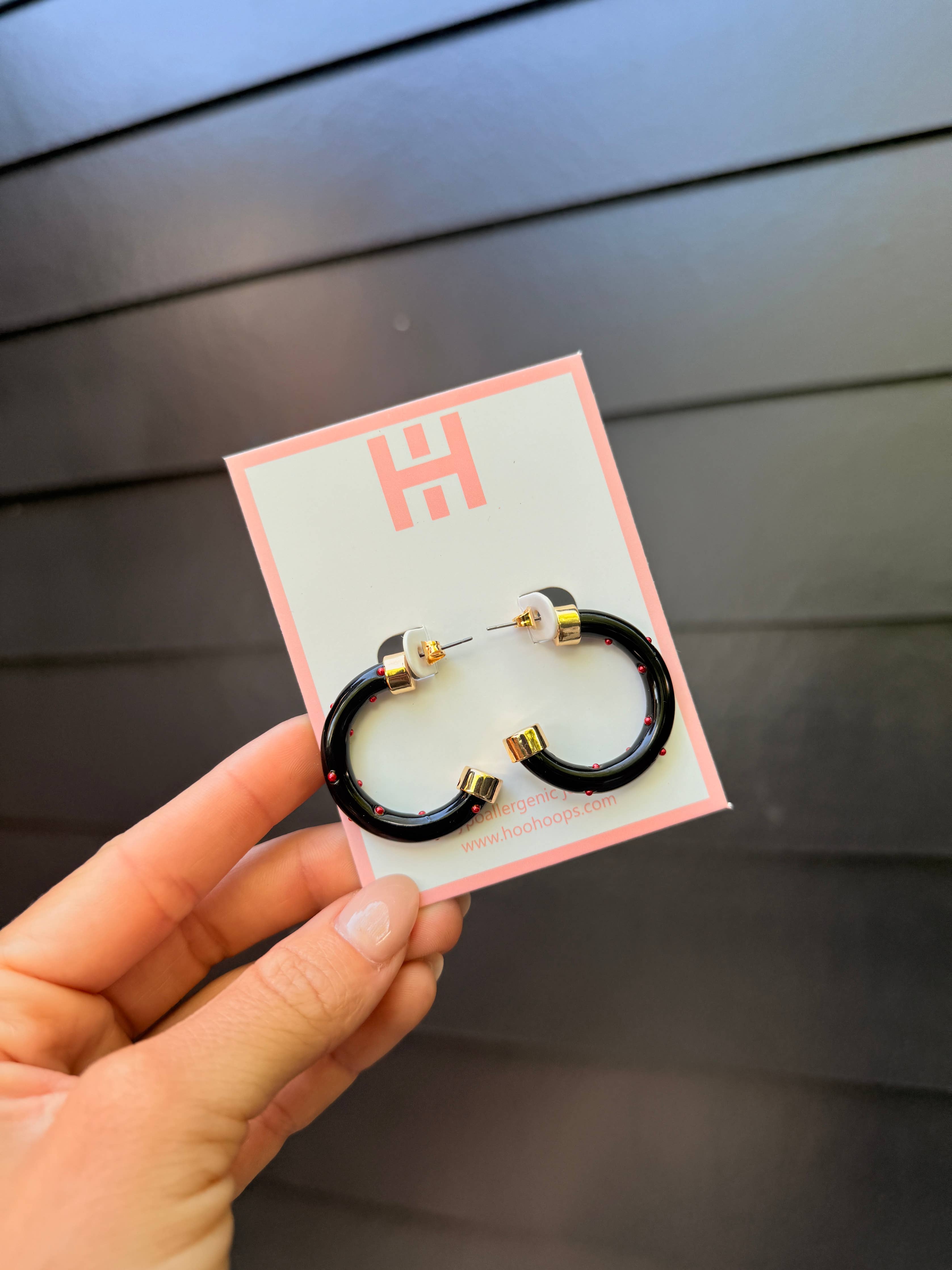 Small Black & Red Hoo Hoops
