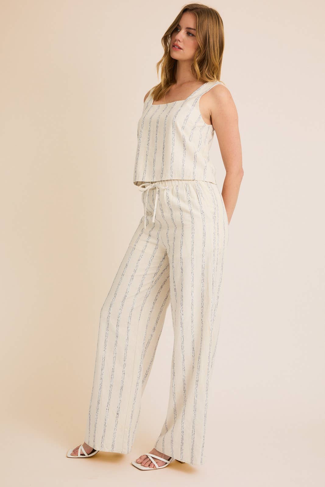 Striped Linen Blend Pants