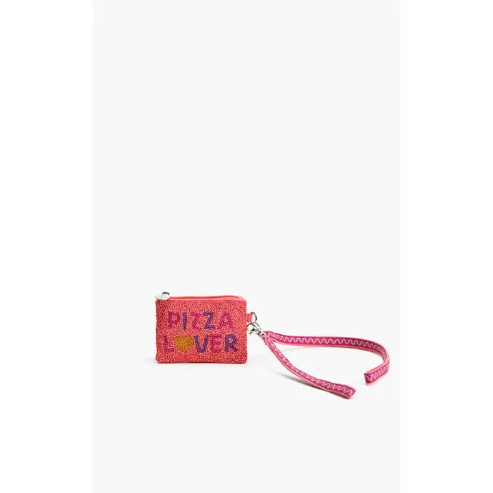 Mini Beaded Pouch with Wrist Strap (Pizza Lover)