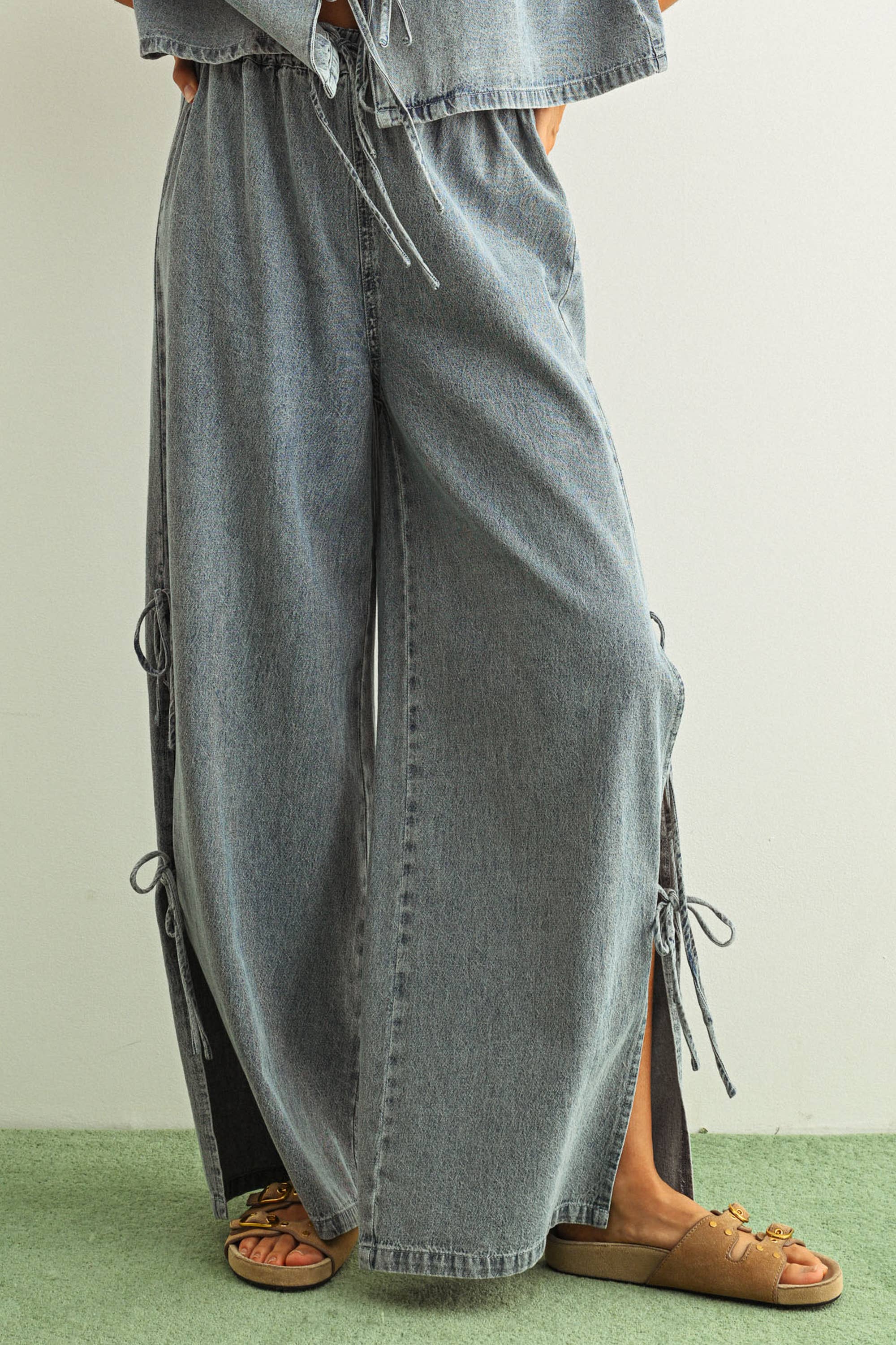 Denim Tie Pants