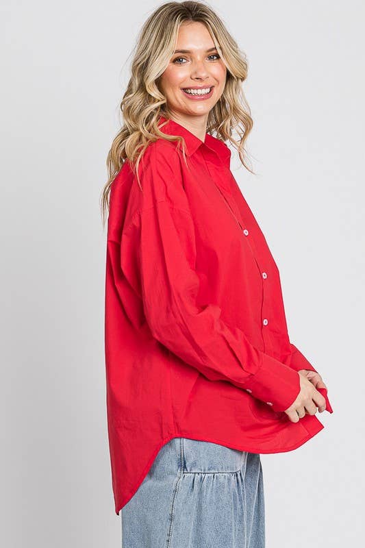 Red Button Down