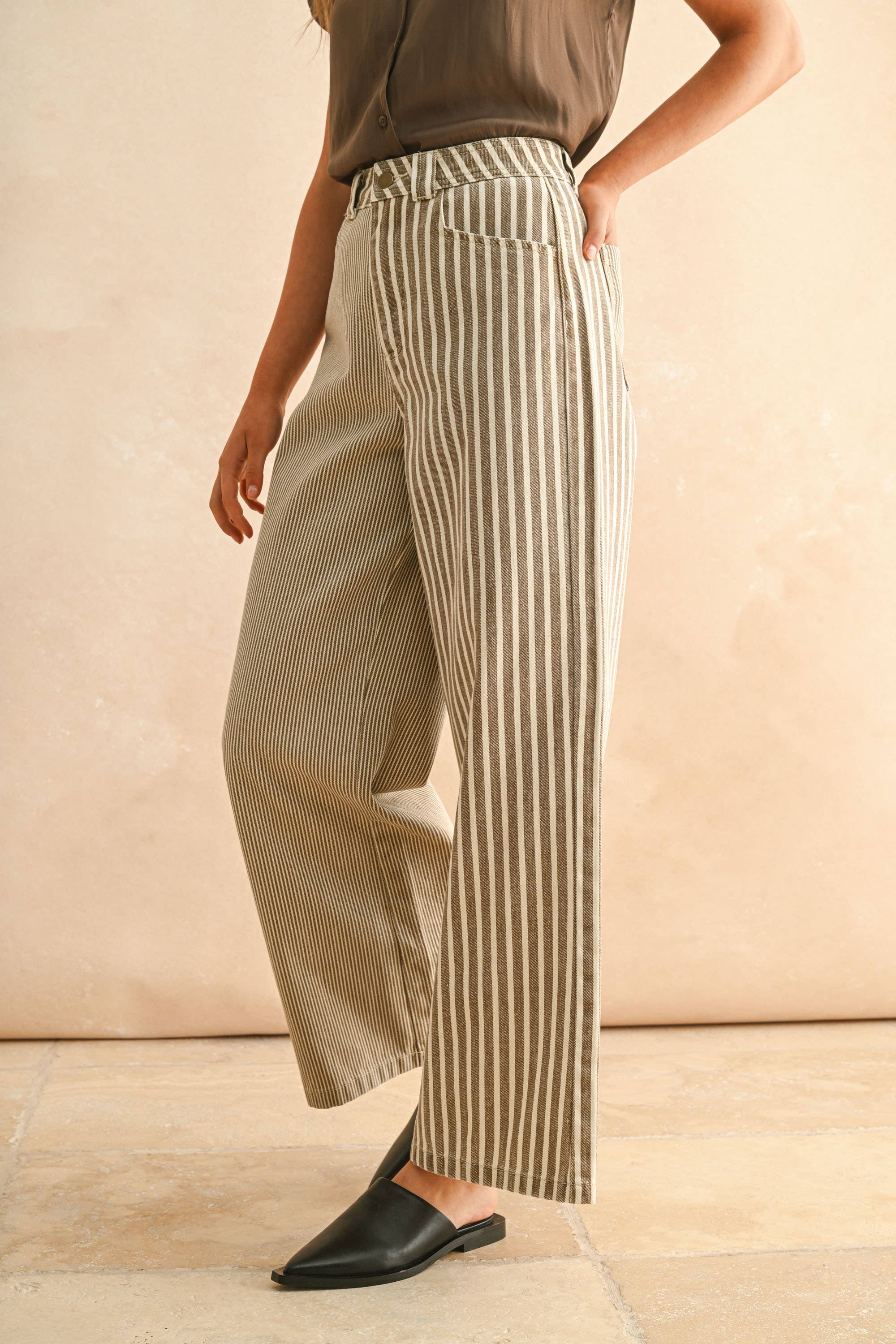 Striped Wide Leg Crop Pants