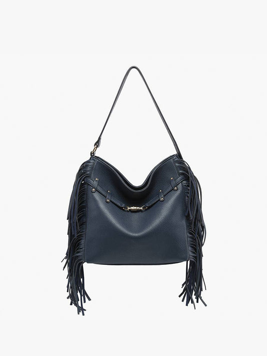 Side Fringe Satchel w/ Decorative Closure