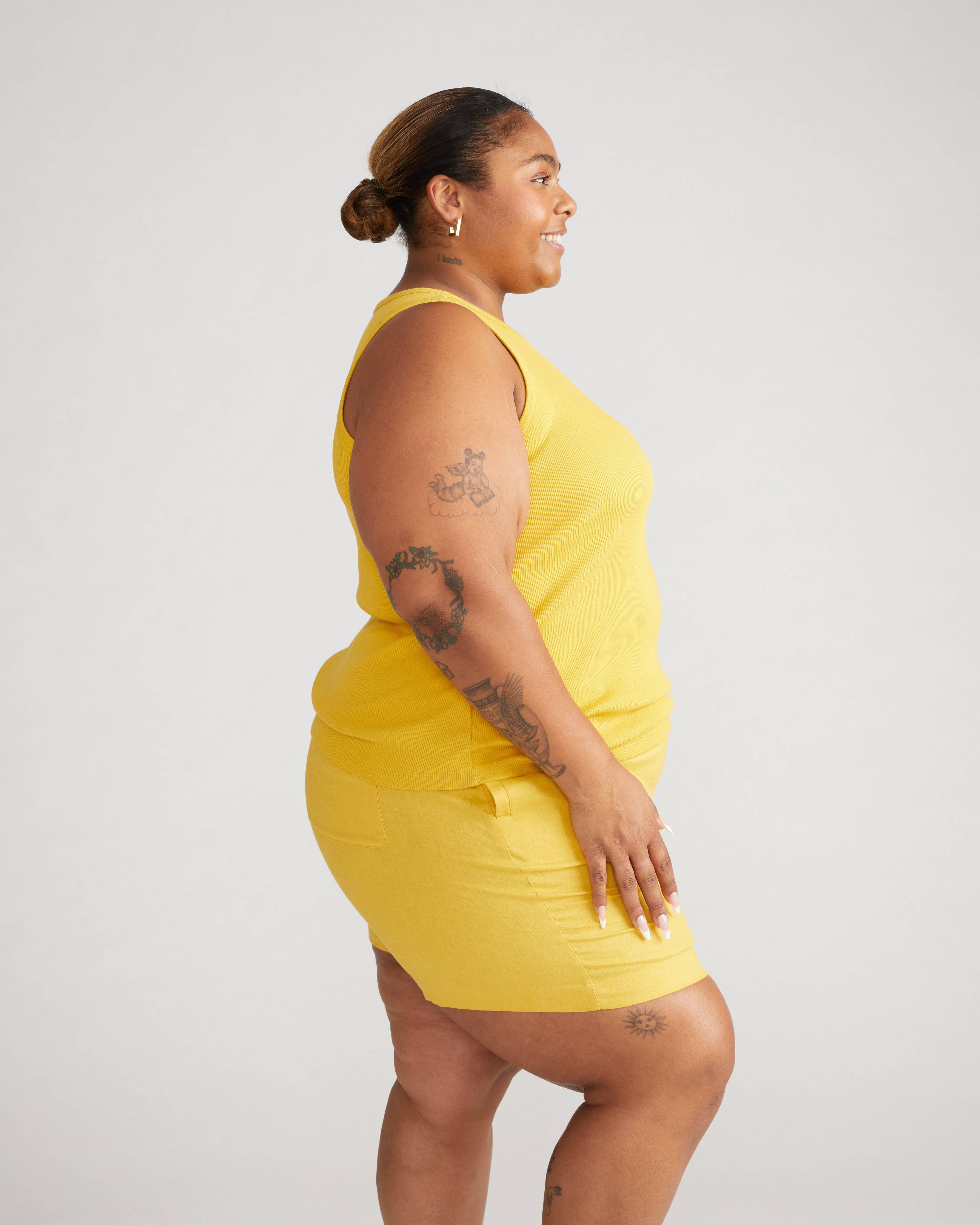 Cai High Neck Ribbed Tank - Sunlit Sand