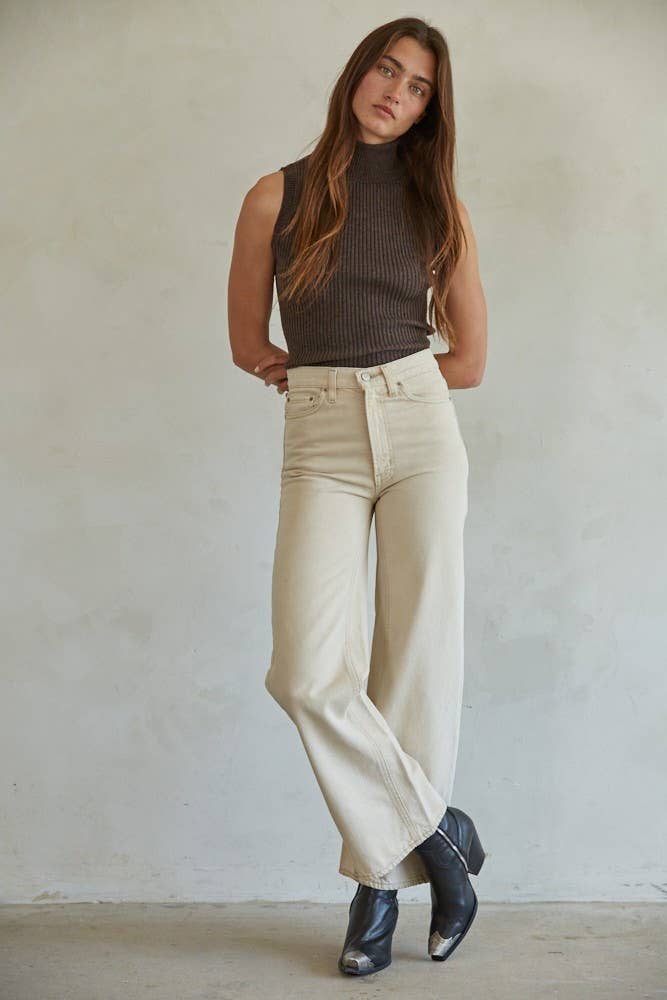 Knit Turtleneck Sleeveless Top